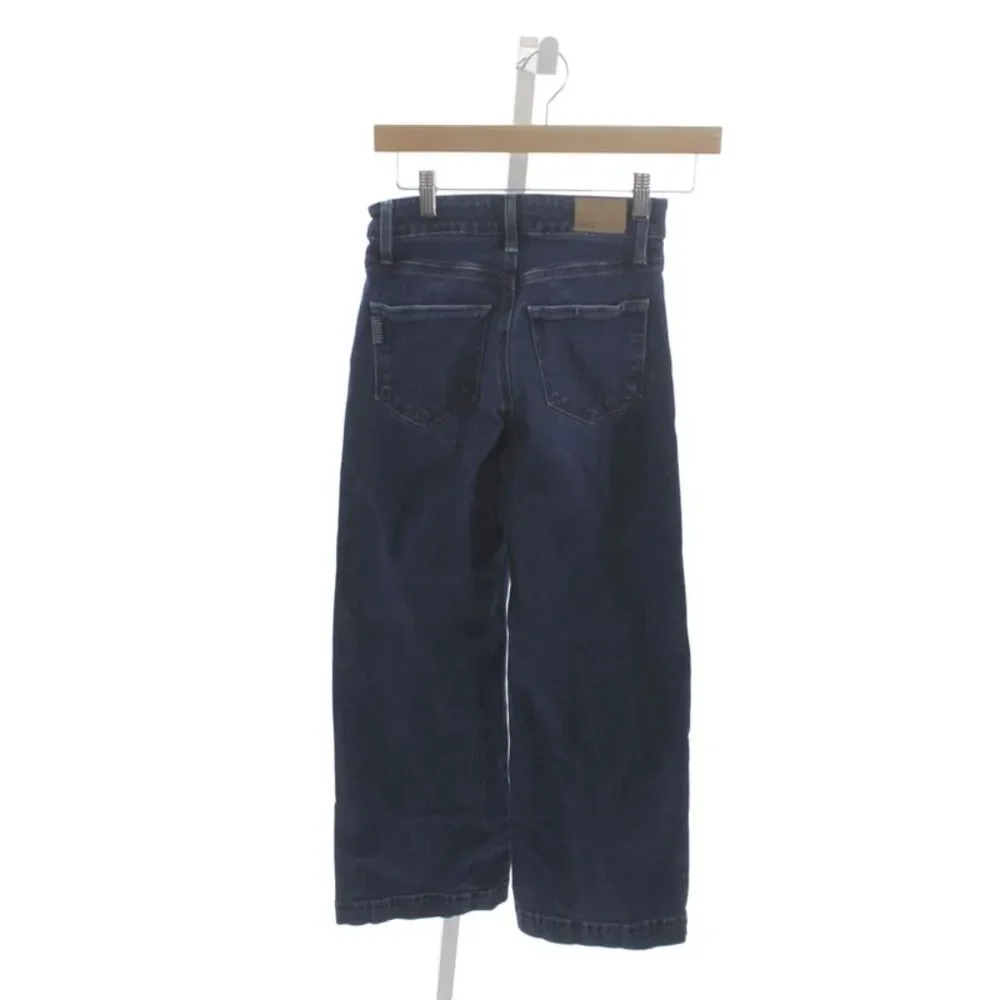 Paige Women Wide-Leg High-Rise Jeans Blue Cotton Button Size 24
